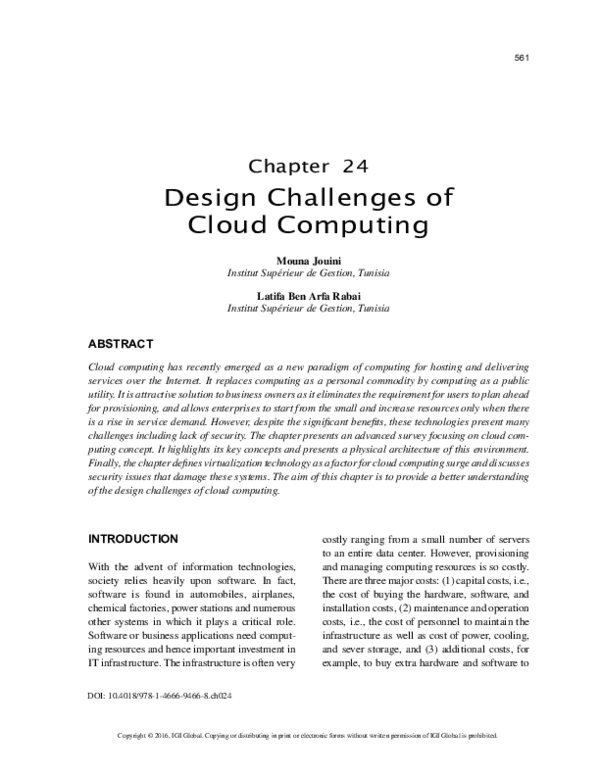 (PDF) Design Challenges of Cloud Computing