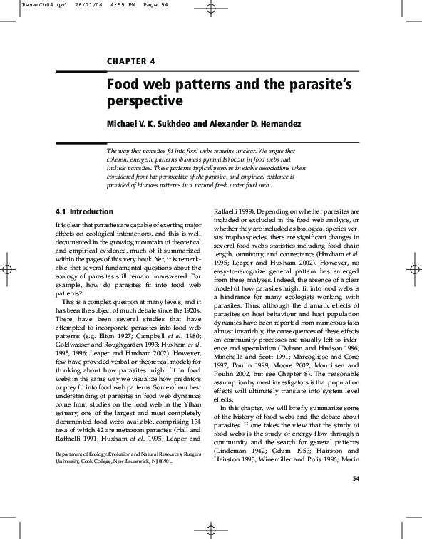 (PDF) Food web patterns and the parasite's Perspective