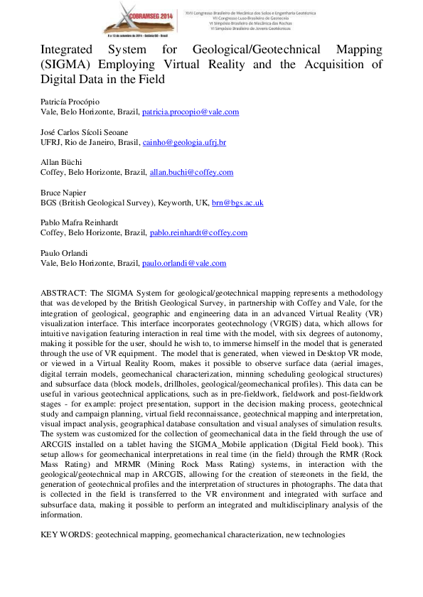 (PDF) Integrated System for Geological/Geotechnical Mapping (SIGMA ...