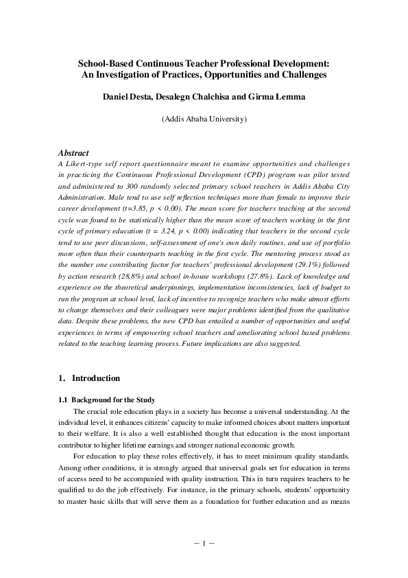 (PDF) School-Based Continuous Teacher Professional Development : An ...