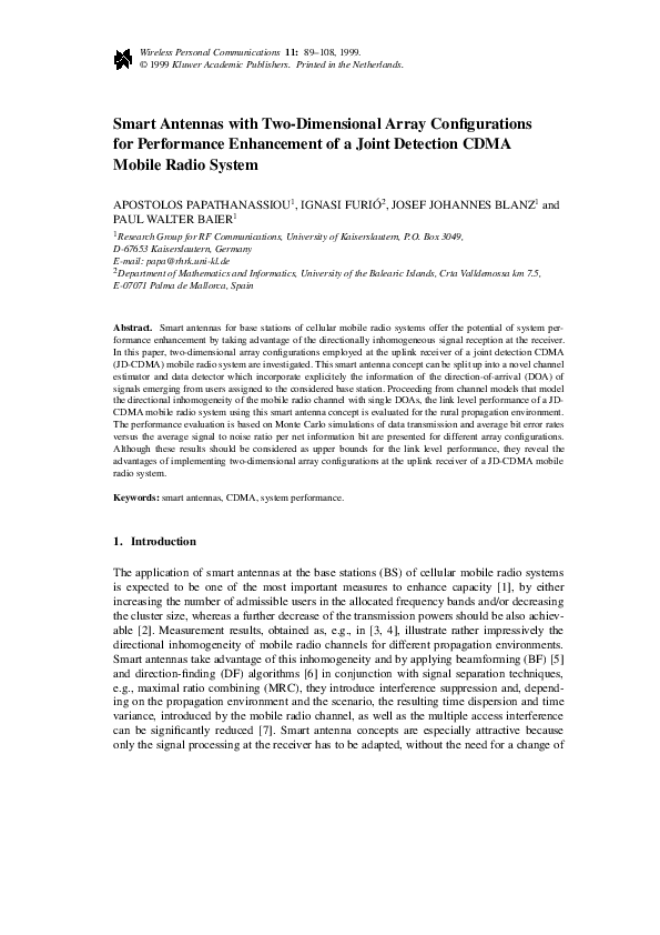 (PDF) Smart Antennas with Two-Dimensional Array Configurations for ...