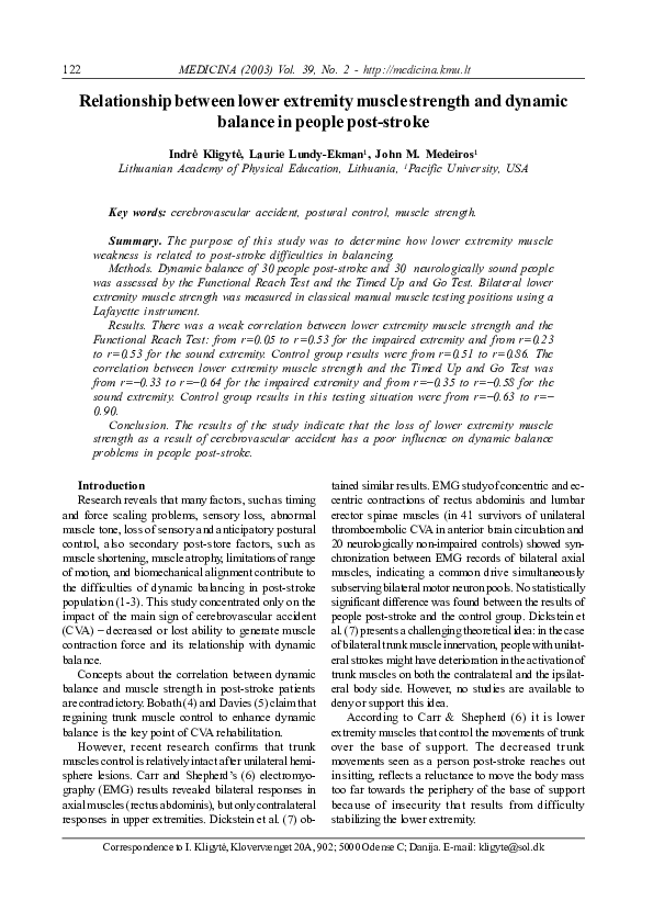 (PDF) Relationship between lower extremity muscle strength and dynamic