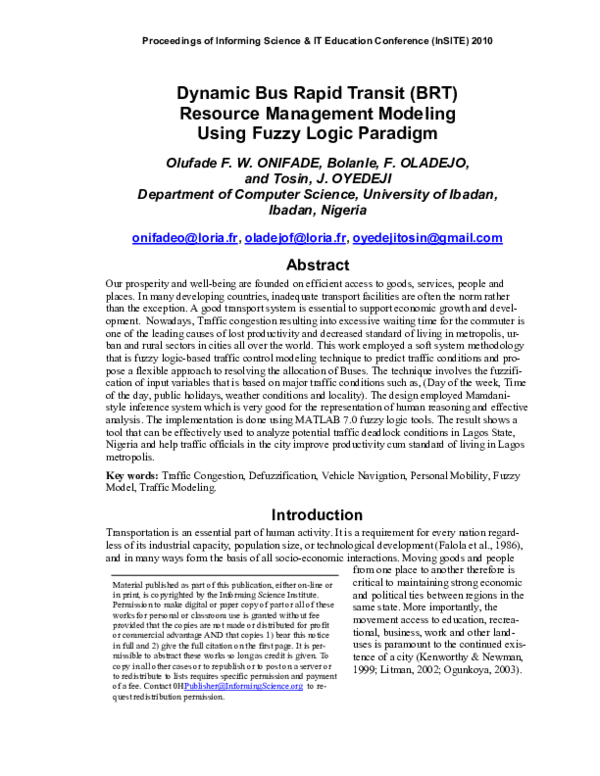 (PDF) Dynamic Bus Rapid Transit (BRT) Resource Management Modeling ...