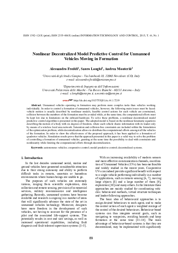 (PDF) Nonlinear Decentralized Model Predictive Control Strategy for a ...