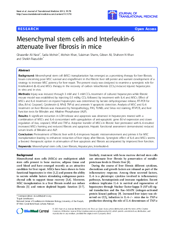 (PDF) Mesenchymal stem cells and Interleukin-6 attenuate liver fibrosis ...