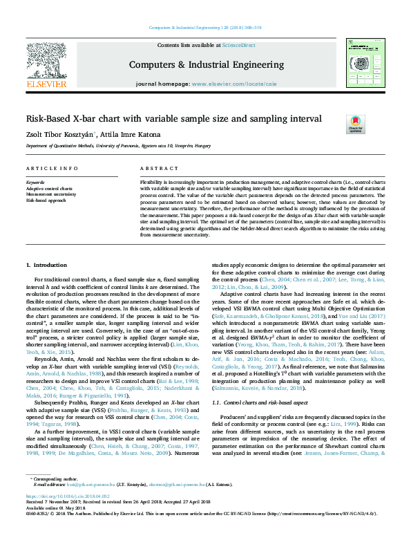 (PDF) Risk-Based X-bar chart with variable sample size and sampling ...