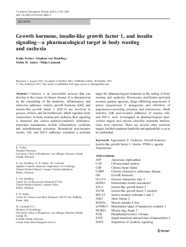 (PDF) Growth hormone, insulin-like growth factor 1, and insulin ...
