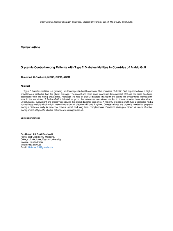 (PDF) Glycemic control among patients with type 2 diabetes at a primary ...