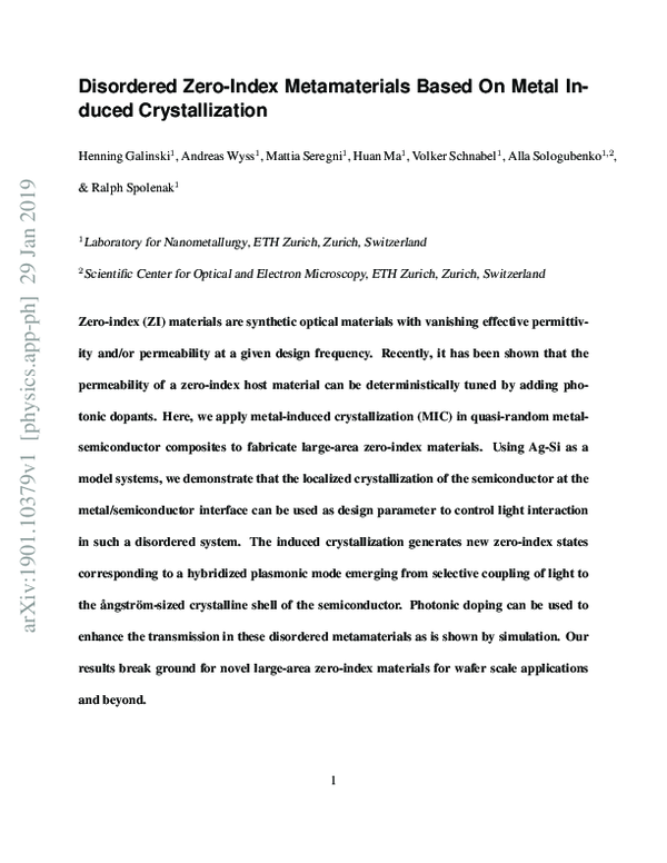 (PDF) Disordered zero-index metamaterials based on metal-induced ...