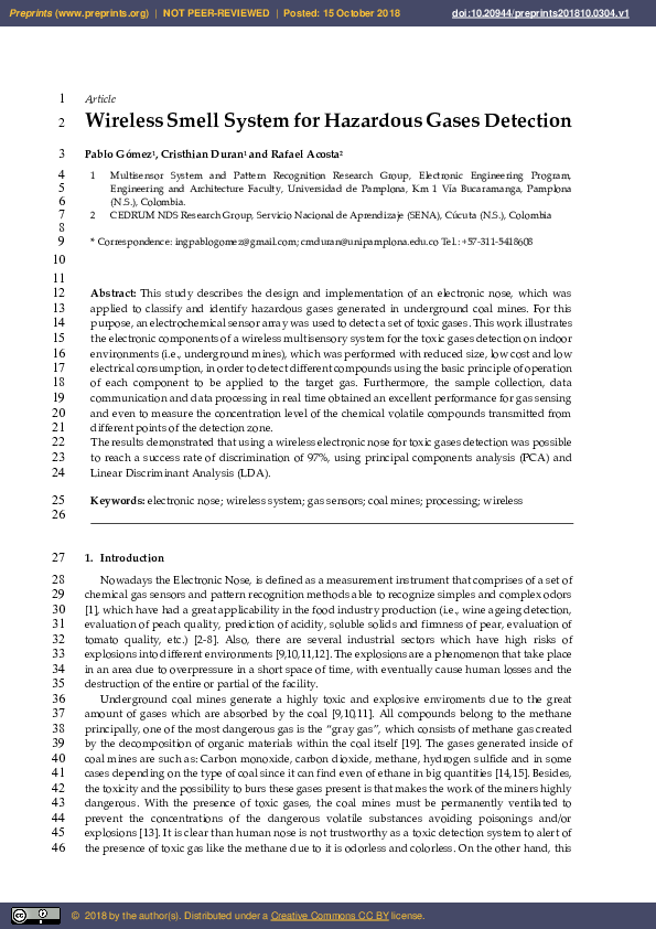 (PDF) Wireless Smell System for Hazardous Gases Detection