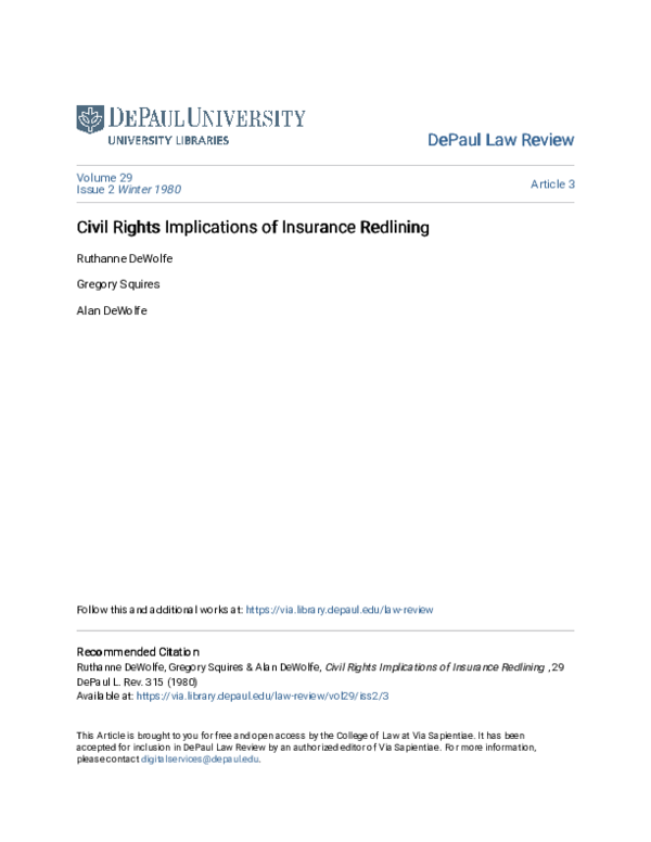 (PDF) Civil Rights Implications of Insurance Redlining