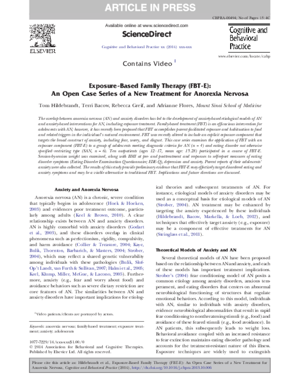 (PDF) Exposure-Based Family Therapy (FBT-E): An Open Case Series of a ...