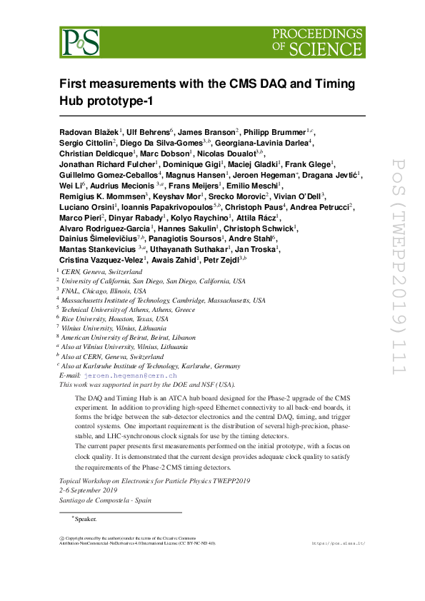 (PDF) First measurements with the CMS DAQ and Timing Hub prototype-1