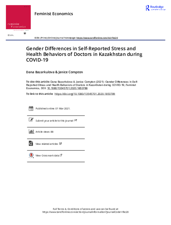 (PDF) Gender Differences in Self-Reported Stress and Health Behaviors ...