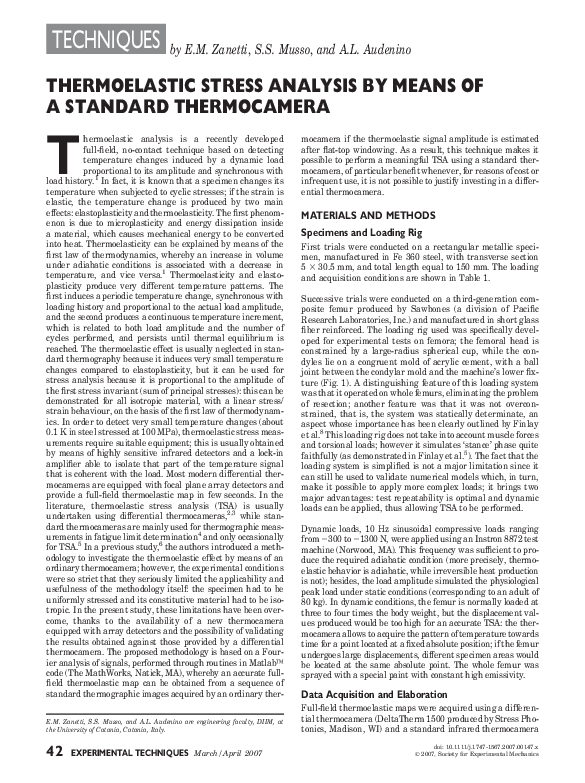 (PDF) Thermoelastic Stress Analysis by Means of a Standard Thermocamera