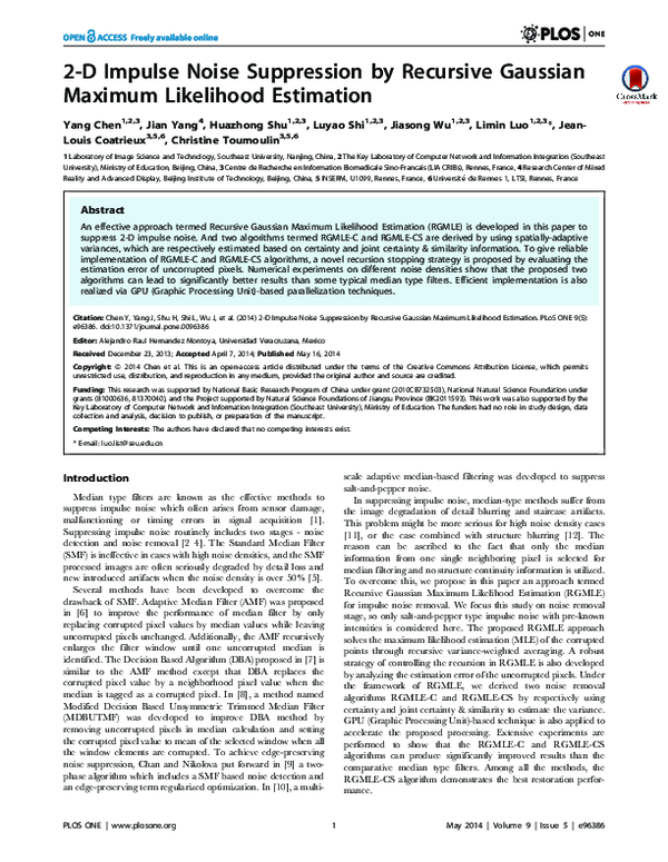 (PDF) 2-D Impulse Noise Suppression by Recursive Gaussian Maximum ...