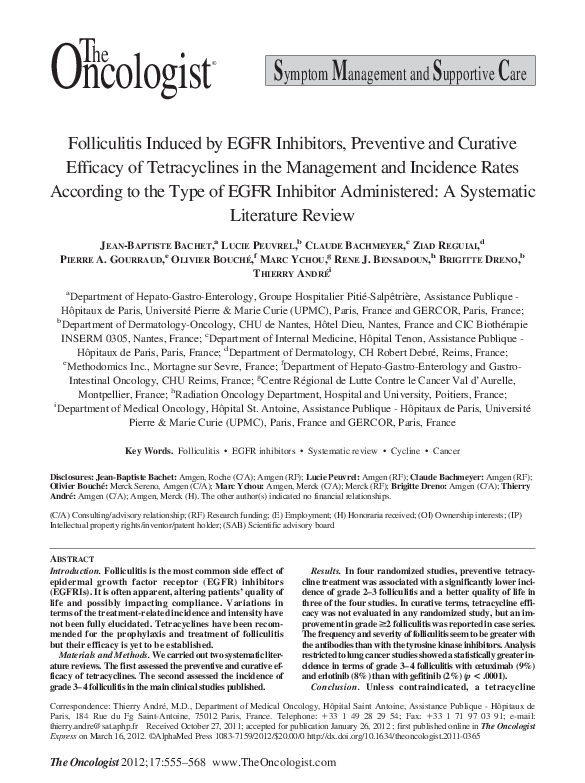 (PDF) Folliculitis Induced by EGFR Inhibitors, Preventive and Curative