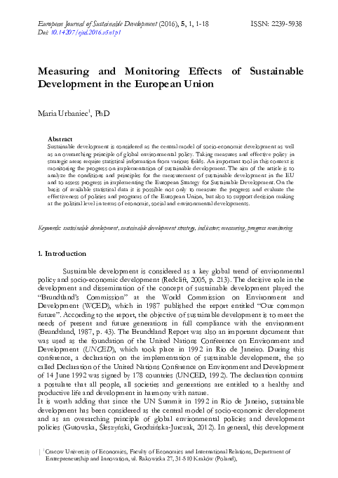 (PDF) Measuring and Monitoring Effects of Sustainable Development in ...