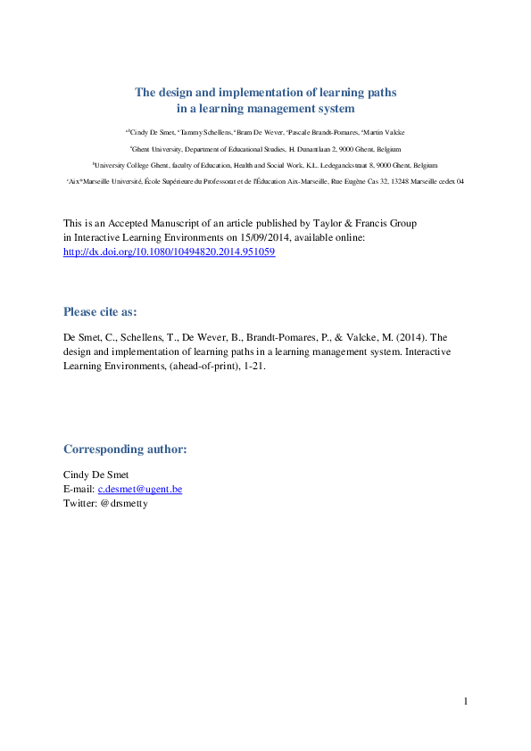 (PDF) The design and implementation of learning paths in a learning ...