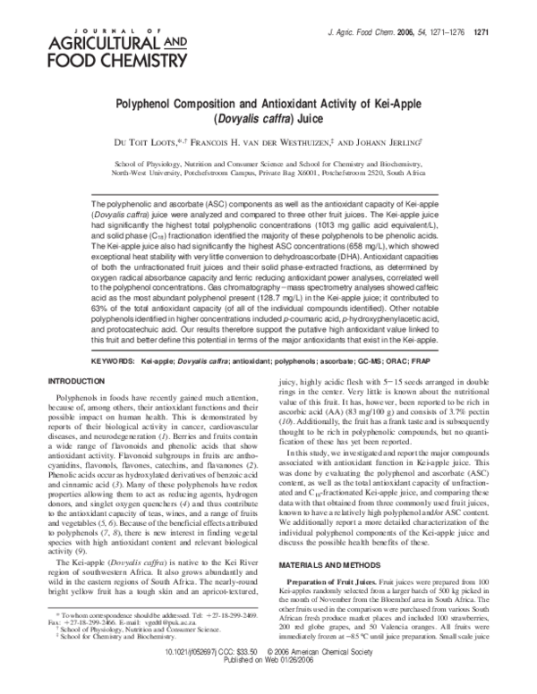 (PDF) Polyphenol Composition and Antioxidant Activity of Kei-Apple ...