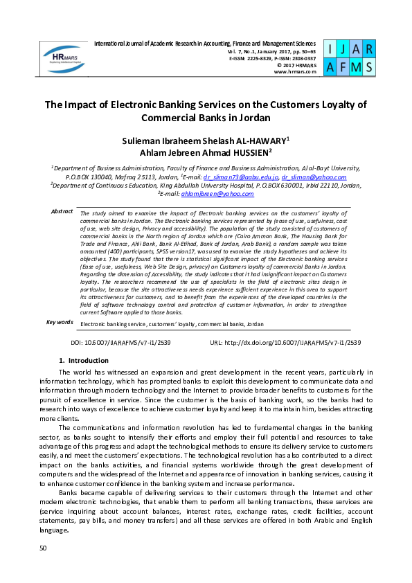 (PDF) The Impact of Electronic Banking Services on the Customers ...