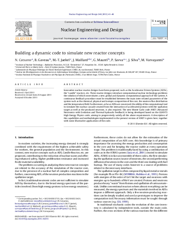 (PDF) Building a dynamic code to simulate new reactor concepts
