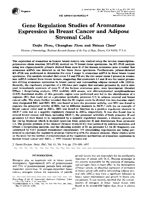 (PDF) Gene regulation studies of aromatase expression in breast cancer ...