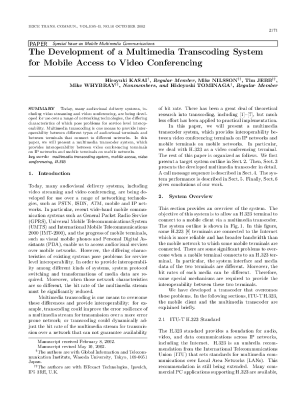 (PDF) The Development of a Multimedia Transcoding System for Mobile ...