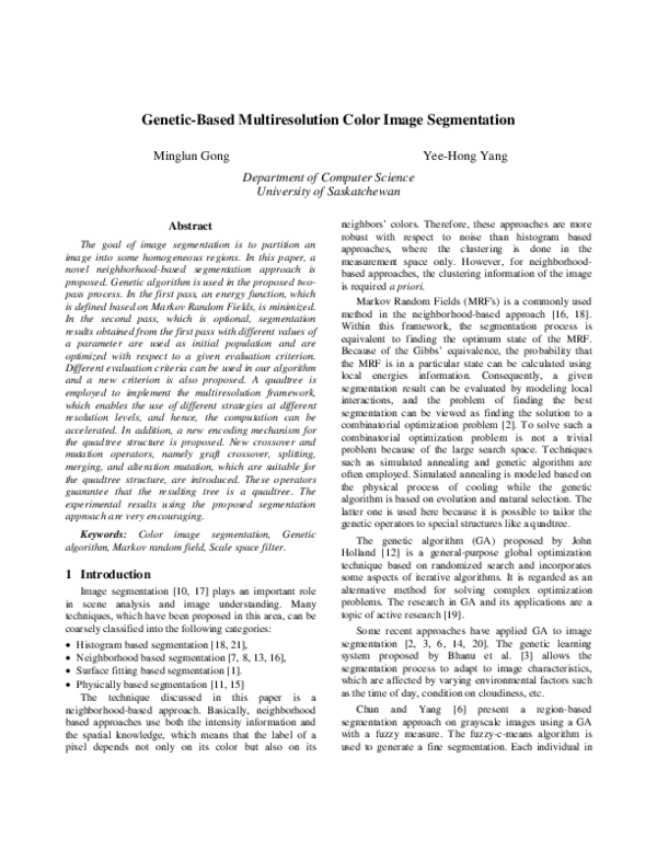 (PDF) Genetic-based multiresolution color image segmentation