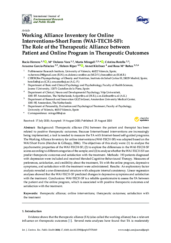 (PDF) Working Alliance Inventory for Online Interventions-Short Form ...