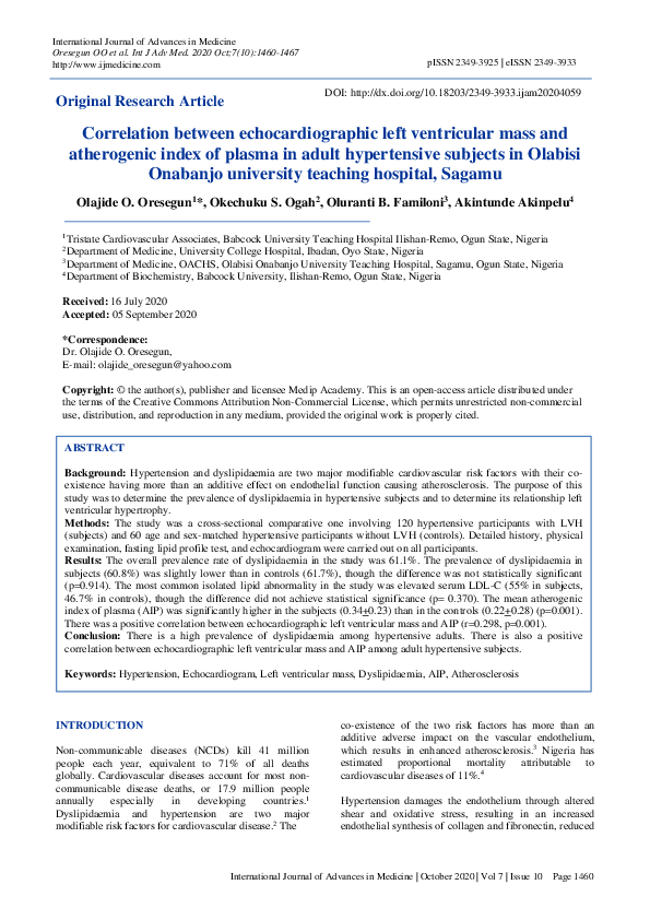 (PDF) Correlation between echocardiographic left ventricular mass and ...