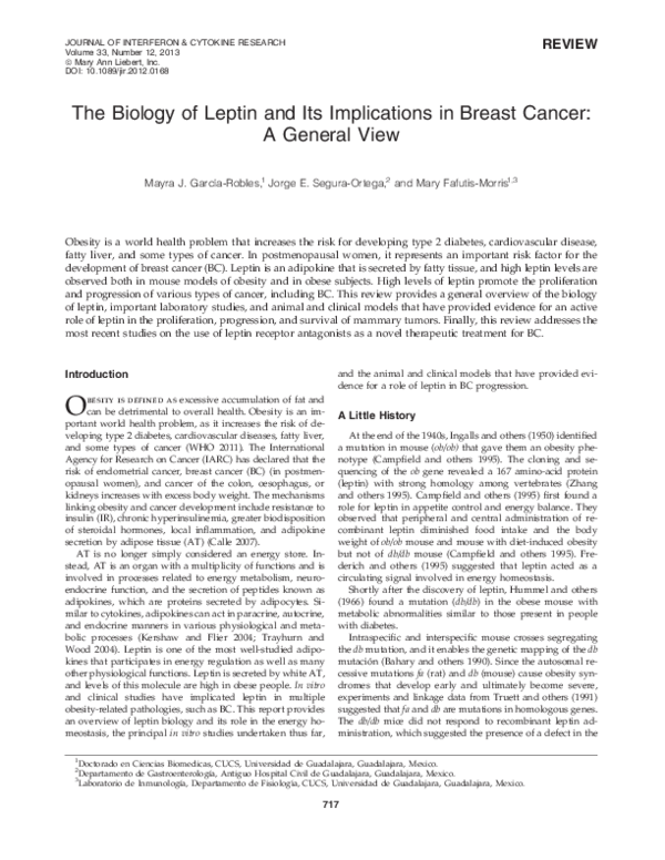 (PDF) The Biology of Leptin and Its Implications in Breast Cancer: A ...