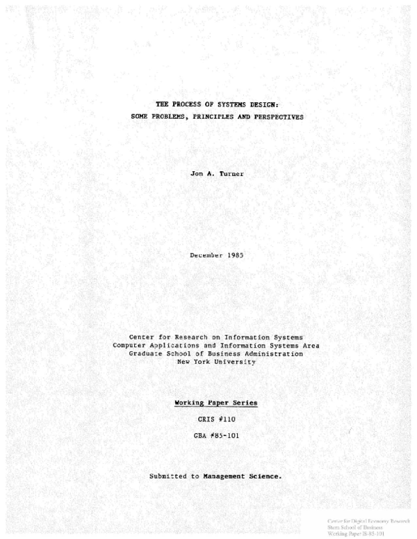 (PDF) The Process of Systems Design: Some Problems, Principles and ...