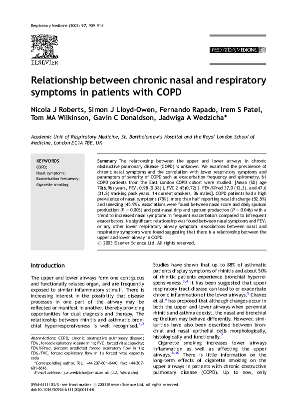 (PDF) Relationship between chronic nasal and respiratory symptoms in ...
