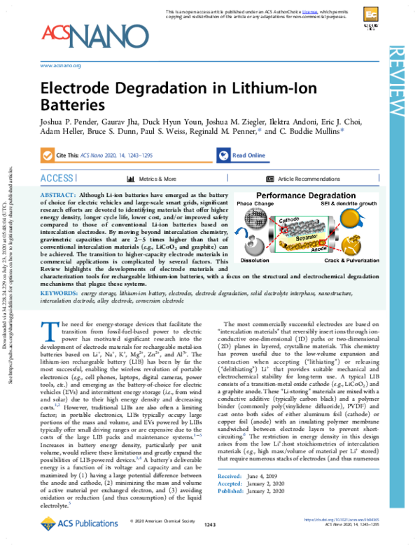 (PDF) Electrode Degradation in LithiumIon Batteries Gaurav jha