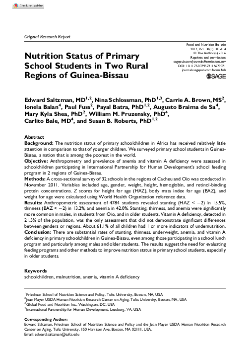 (PDF) Nutrition Status of Primary School Students in Two Rural Regions ...