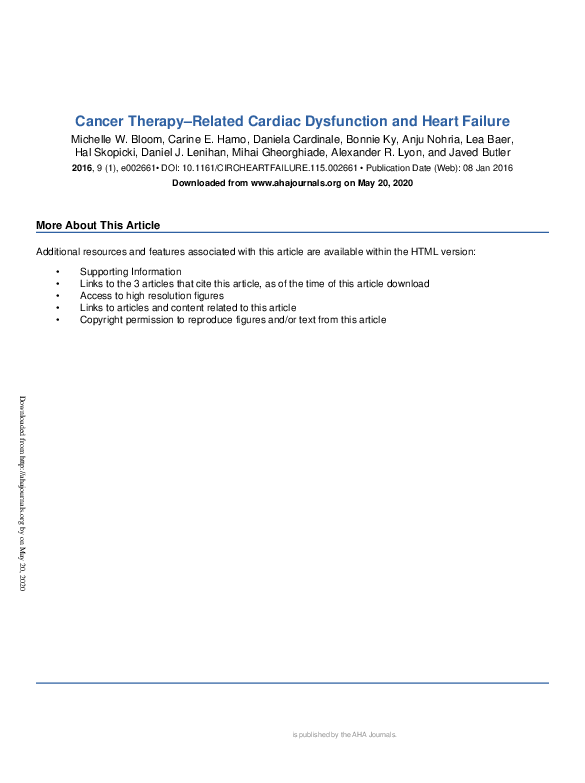 (PDF) Cancer Therapy–Related Cardiac Dysfunction and Heart Failure