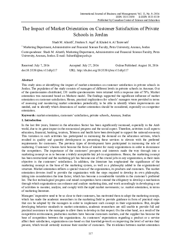 (PDF) The Impact of Market Orientation on Customer Satisfaction of ...
