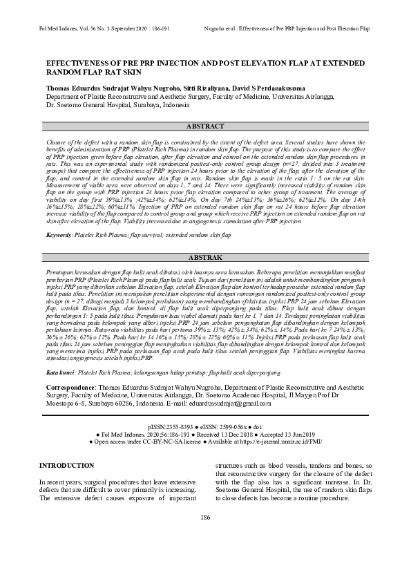 (PDF) Effectiveness of Pre PRP Injection and Post Elevation Flap at ...