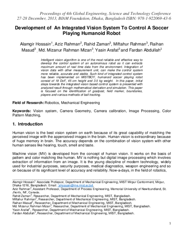 (PDF) Development of An Integrated Vision System To Control A Soccer ...