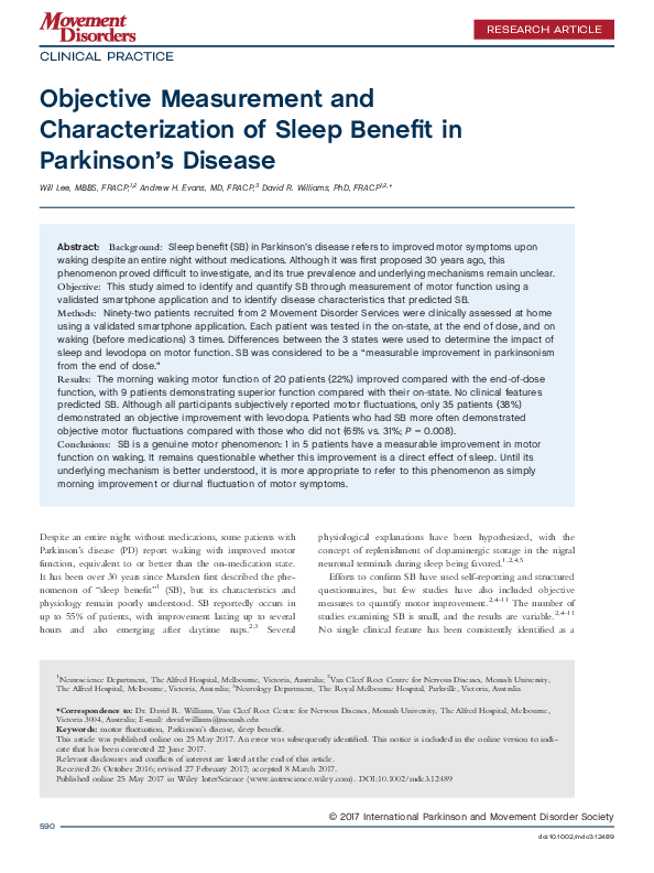 (PDF) Objective Measurement and Characterization of Sleep Benefit in ...