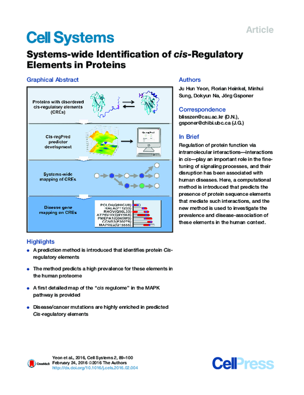 (PDF) Systems-wide Identification of cis-Regulatory Elements in Proteins
