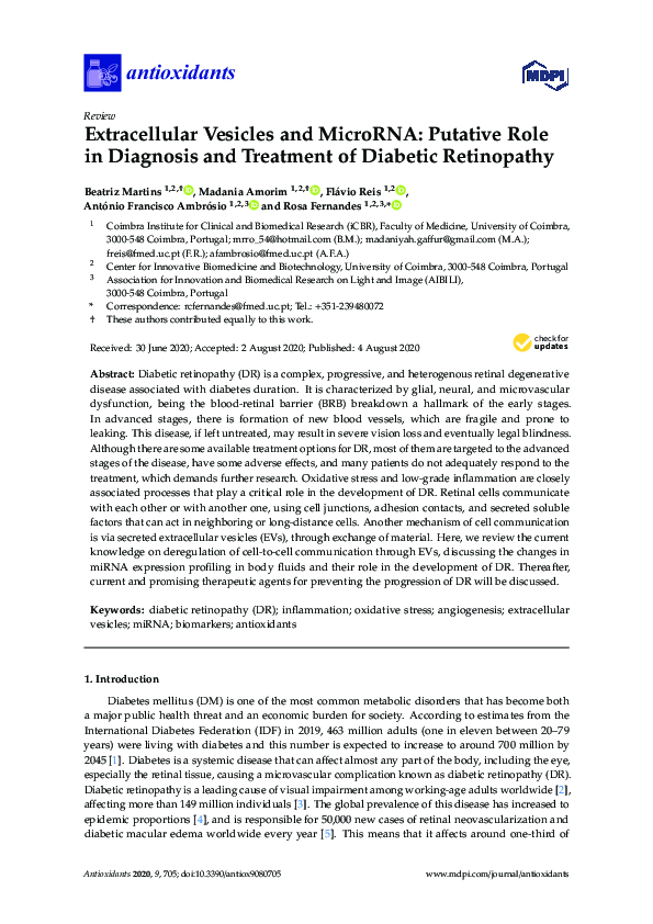 (PDF) Extracellular Vesicles and MicroRNA: Putative Role in Diagnosis ...