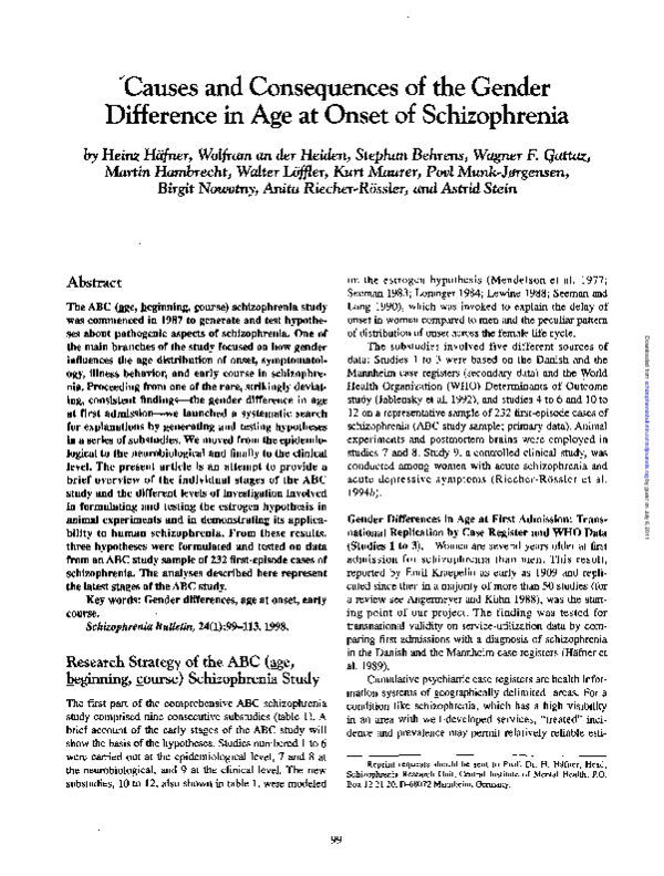 (PDF) Causes and Consequences of the Gender Difference in Age at Onset ...