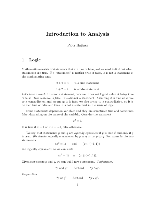 (PDF) An Introduction to Analysis