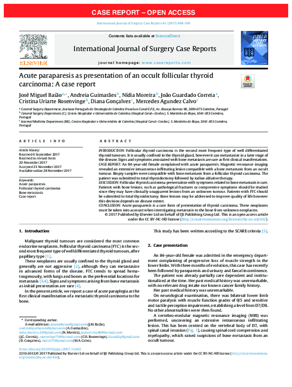 (PDF) Acute paraparesis as presentation of an occult follicular thyroid ...