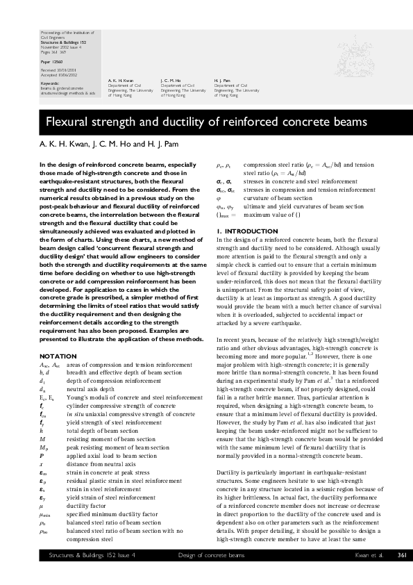 (PDF) Flexural strength and ductility of reinforced concrete beams