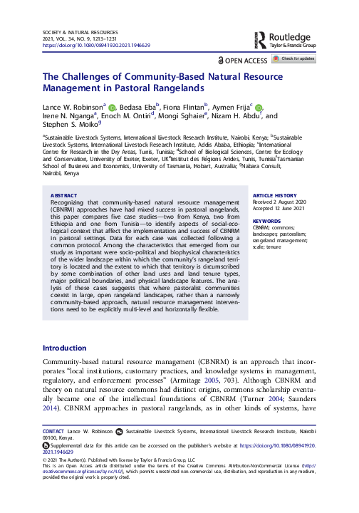 (PDF) The Challenges of Community-Based Natural Resource Management in ...