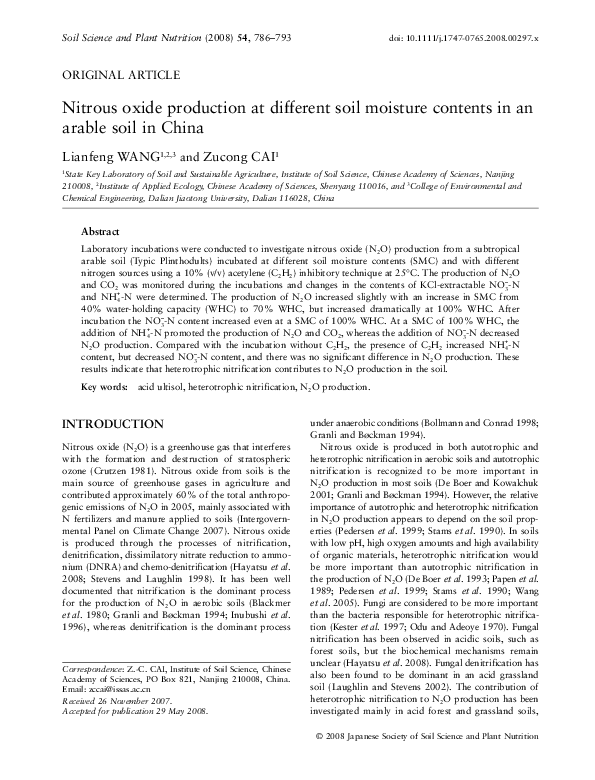 (PDF) Nitrous oxide production at different soil moisture contents in ...