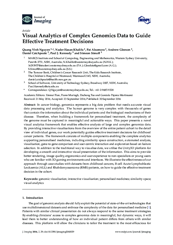 (PDF) Visual Analytics of Complex Genomics Data to Guide Effective ...